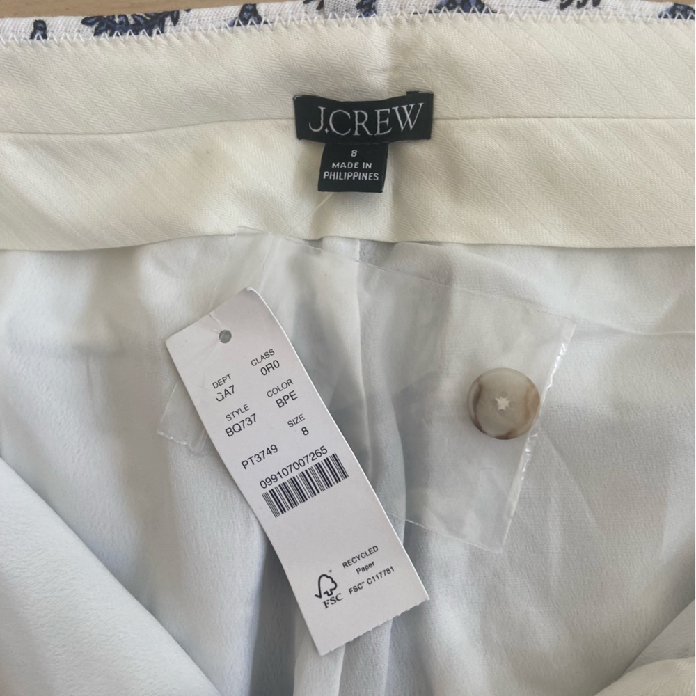 J.Crew Linen Blend Floral Pants Size 8 High Rise Resort Coastal NWT - Picture 4 of 9